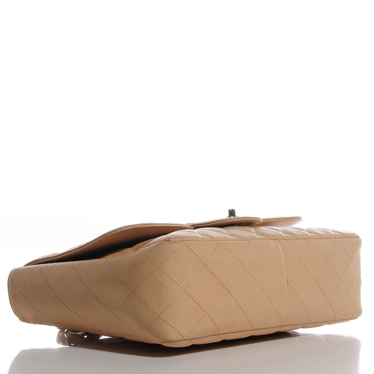 Caviar Quilted Jumbo Single Flap Beige