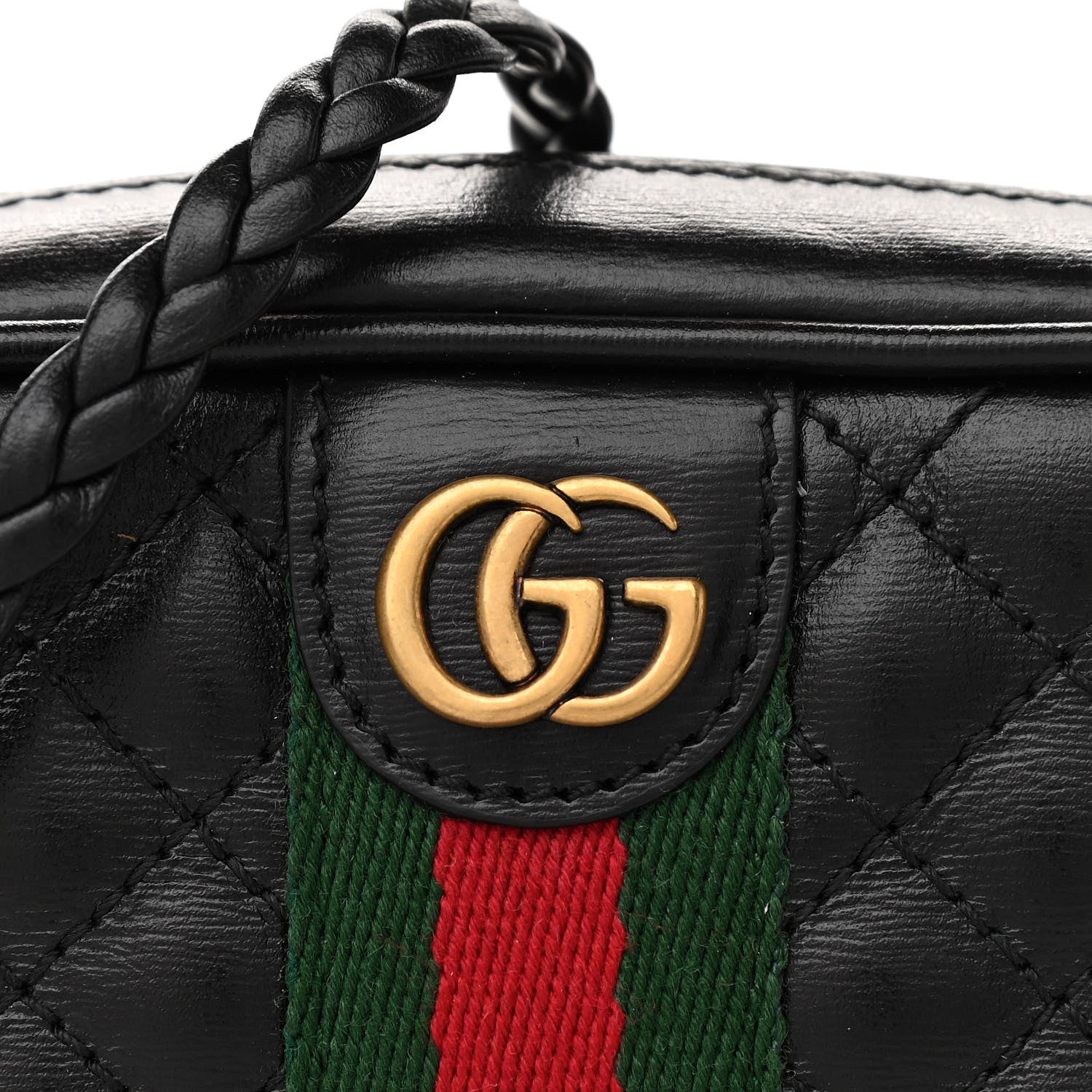 Gucci Calfskin Trapuntata Web Mini GG Shoulder Bag Black 10 of 11