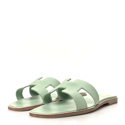 Hermes Epsom Oran Sandals 38 Vert Jade 3 of 9