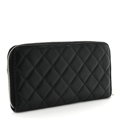 Chanel Lambskin Quilted Large Gusset Zip Around Wallet Black 3 of 15