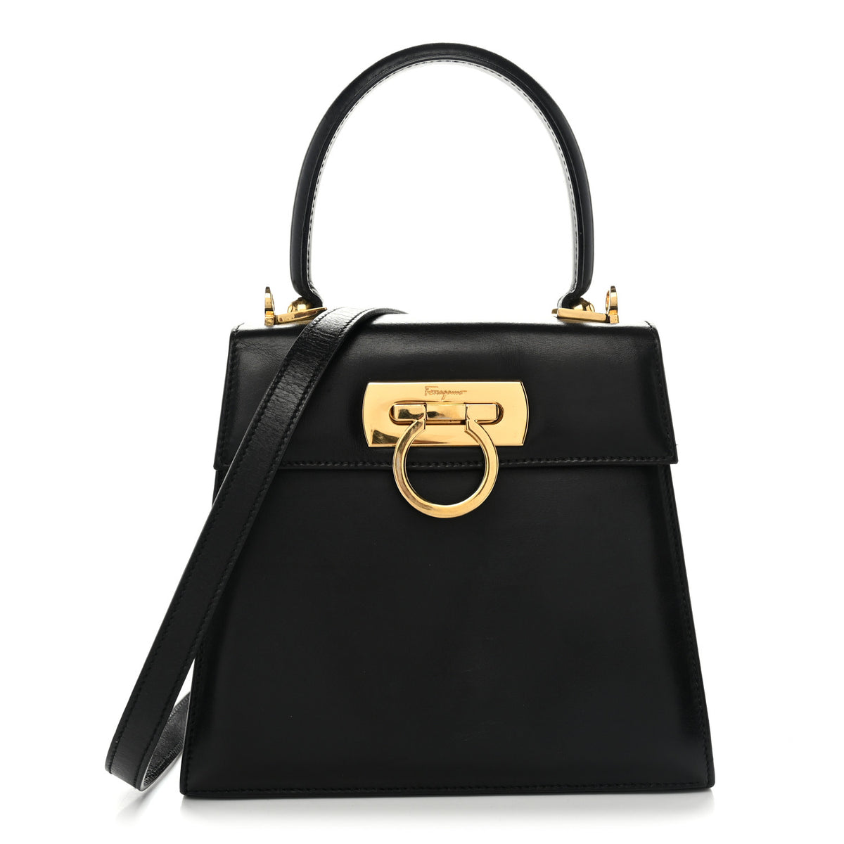 Brushed Off Calfskin Small Iconic Top Handle Black