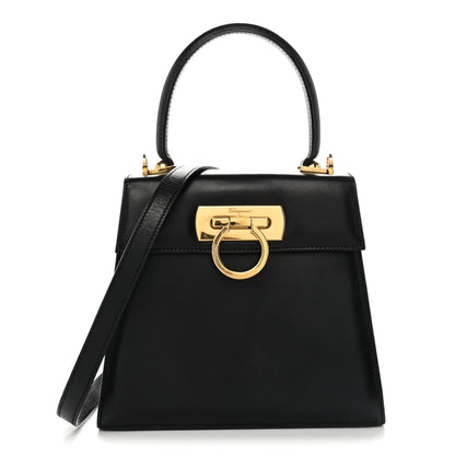 Salvatore Ferragamo Brushed Off Calfskin Small Iconic Top Handle Black 1 of 13