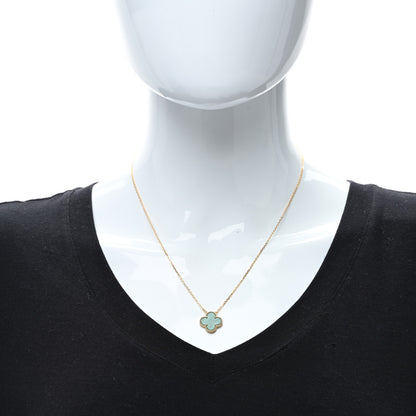 Van Cleef & Arpels 18K Yellow Gold Malachite Vintage Alhambra Pendant Necklace 2 of 4