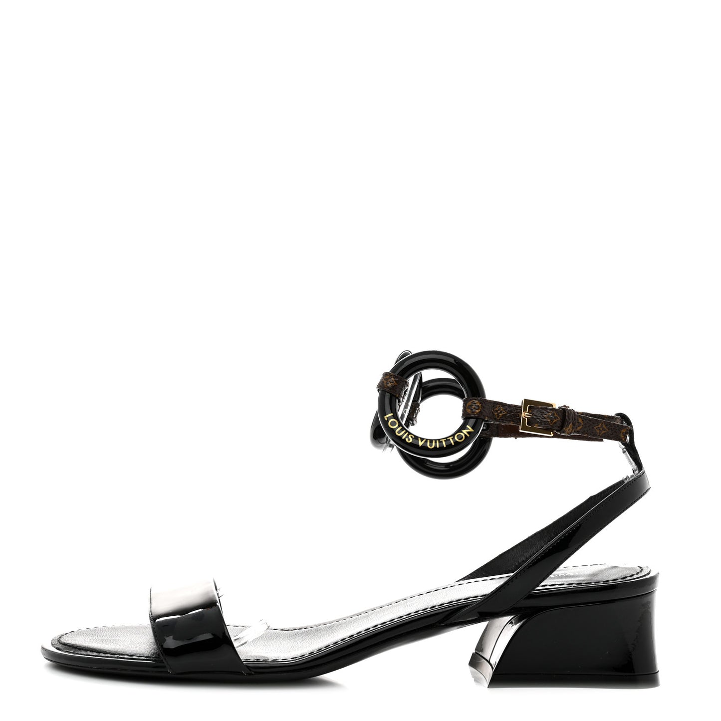 Patent Monogram Vedette Mule Sandals 39.5 Black