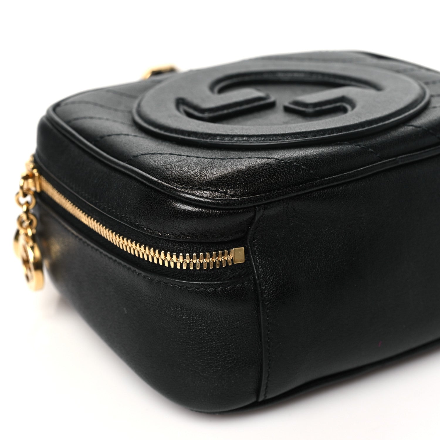 Gucci Sakai Be Green Calfskin Diagonal Stitched Blondie Top Handle Bag Black 9 of 11
