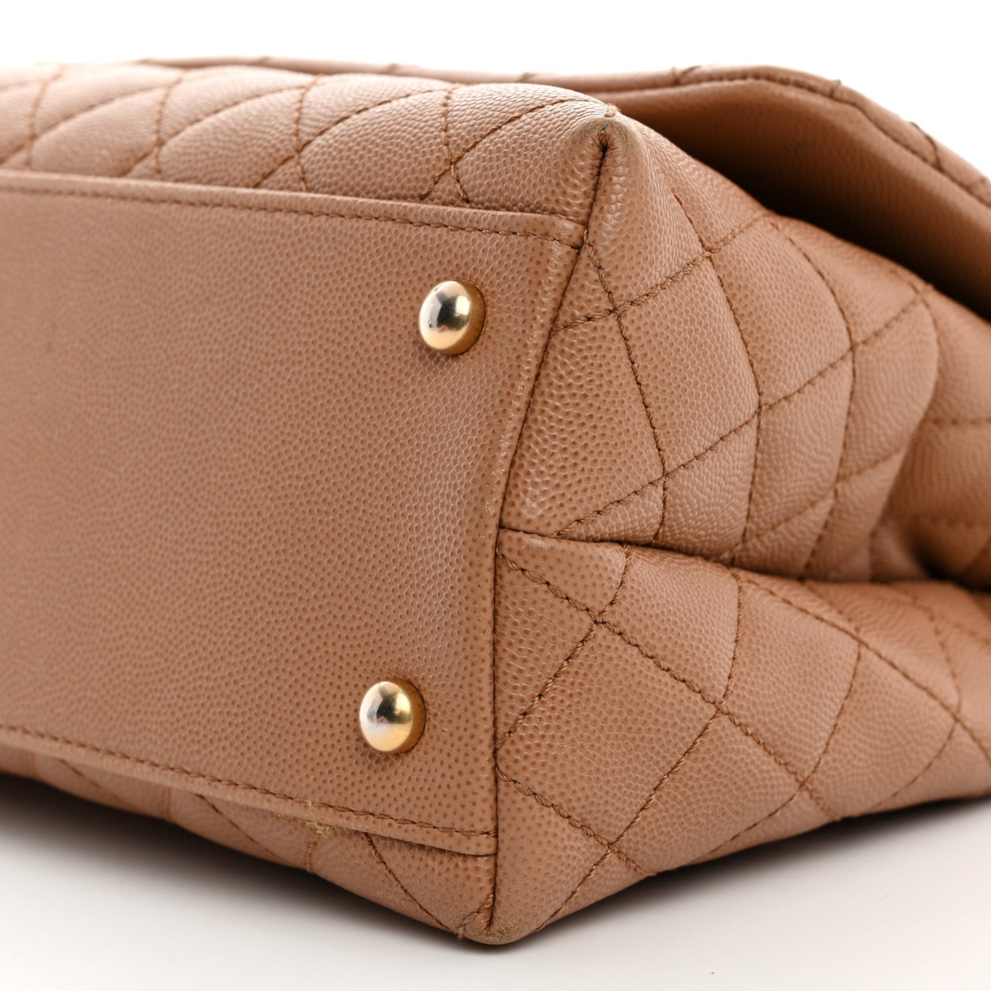 Caviar Lizard Embossed Quilted Small Coco Handle Flap Beige