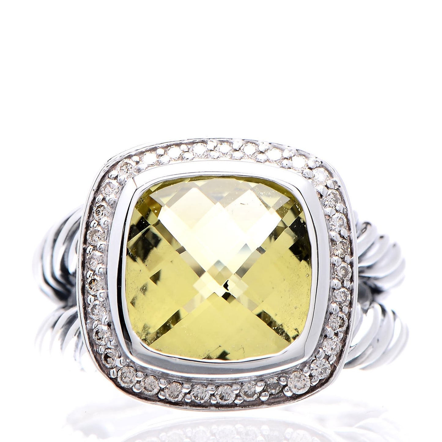 Sterling Silver Diamond Lemon Citrine 11mm Albion Ring 54 7