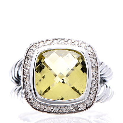 David Yurman Sterling Silver Diamond Lemon Citrine 11mm Albion Ring 54 7 1 of 6