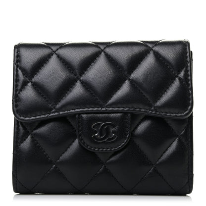 Chanel Lambskin Quilted Compact Flap Wallet So Black 1 of 6