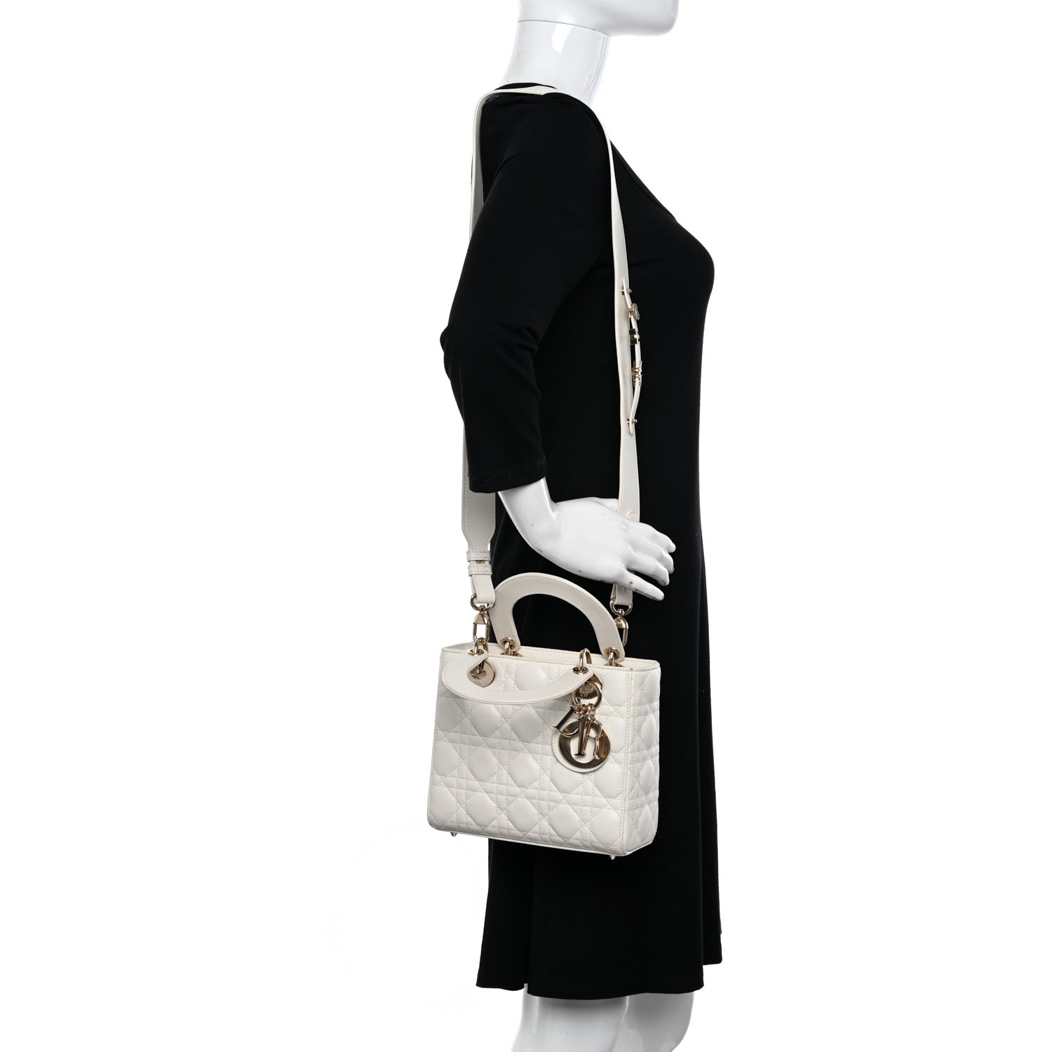 Christian Dior Lambskin Cannage Small My ABCDior Lady Dior White 2 of 12