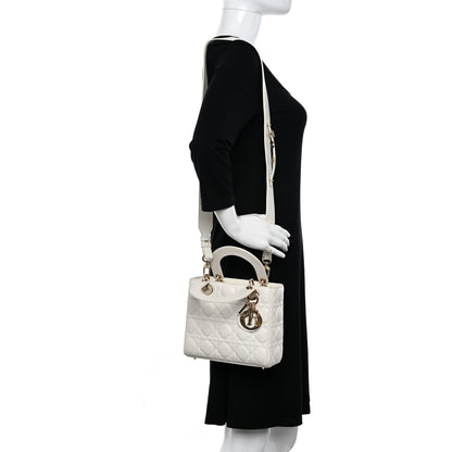 Christian Dior Lambskin Cannage Small My ABCDior Lady Dior White 2 of 12