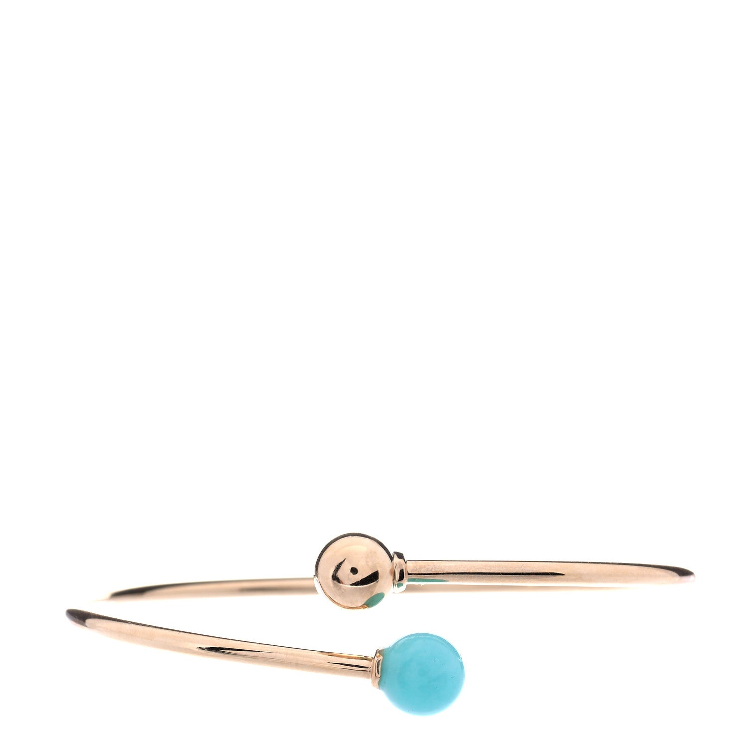 Tiffany 18K Yellow Gold Amazonite 8mm HardWear Ball Bypass Bracelet 1 of 5