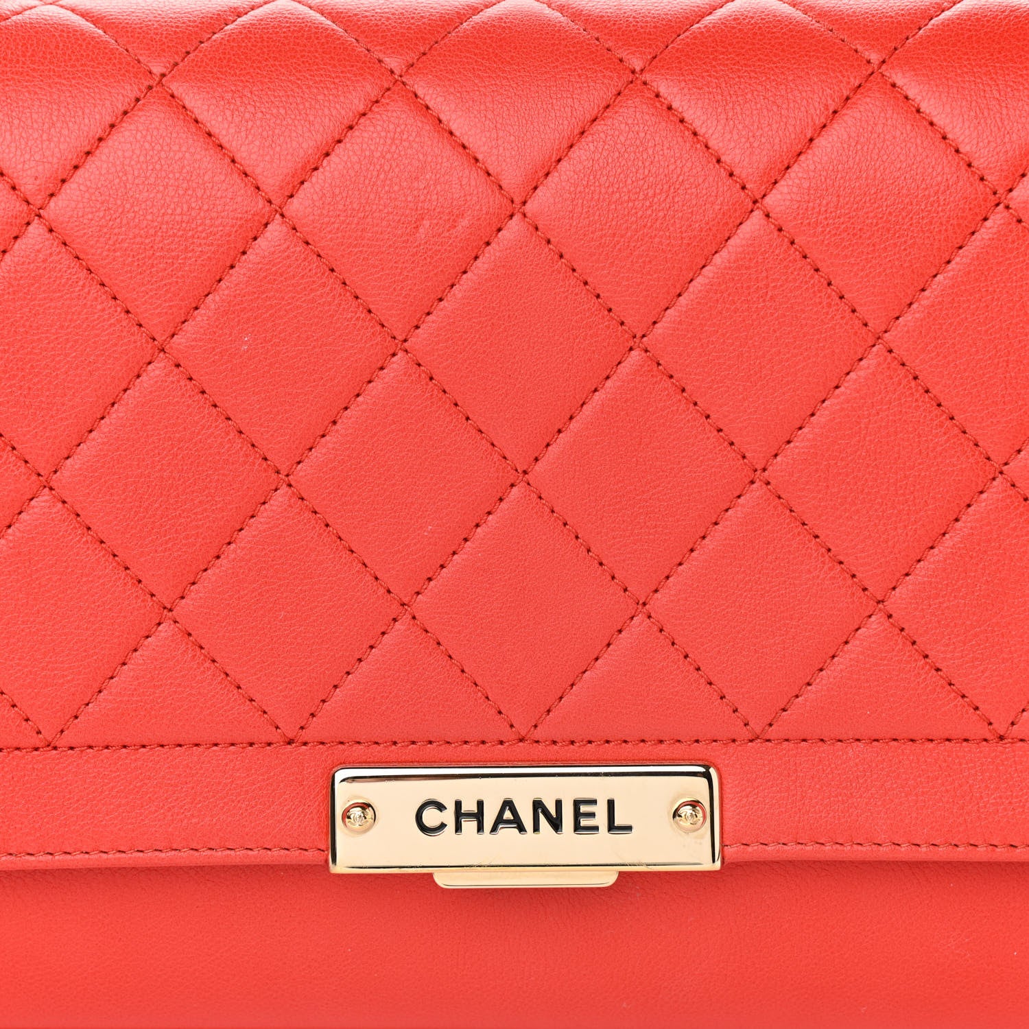 Chanel Grained Calfskin Quilted Large Label Click Flap Bag Red 8 of 14
