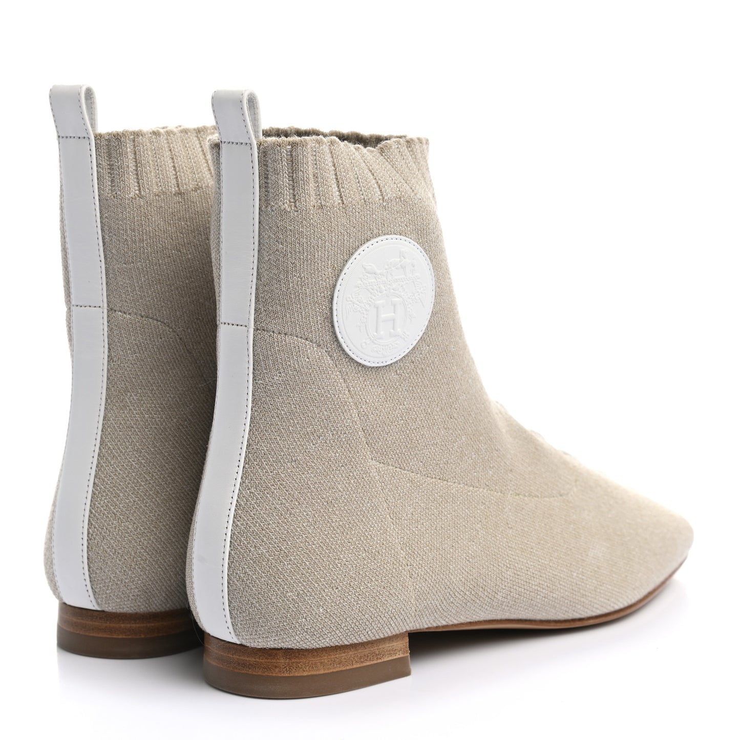 Knit Calfskin Duo Ankle Boots 36.5 Nocciola