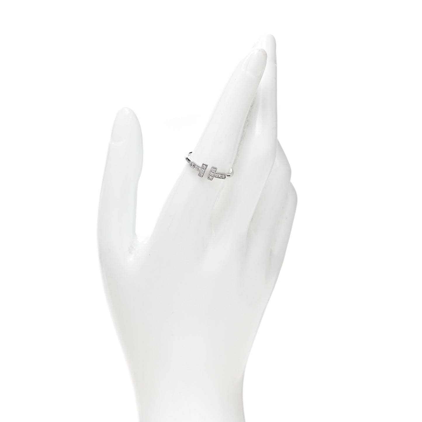 18K White Gold Diamond T Wire Ring 56 7.5