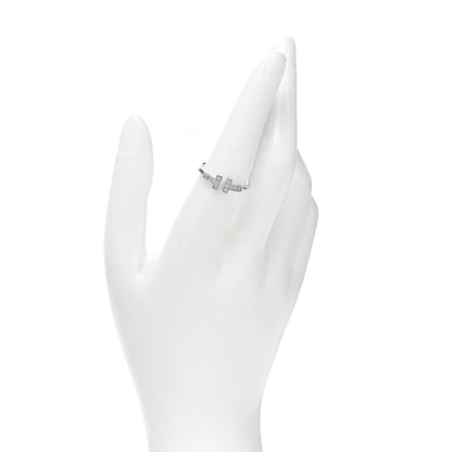 Tiffany 18K White Gold Diamond T Wire Ring 56 7.5 2 of 5