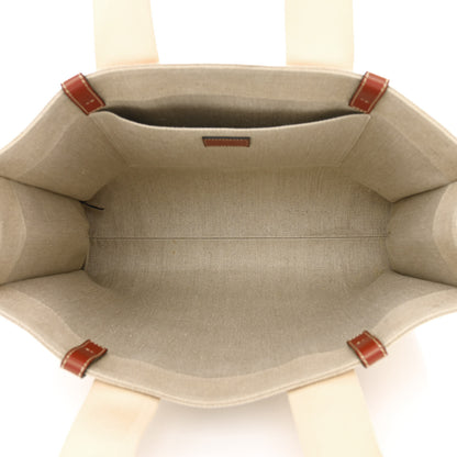 Chloe Linen Calfskin Large Woody Ribbon Tote White Brown 5 of 15