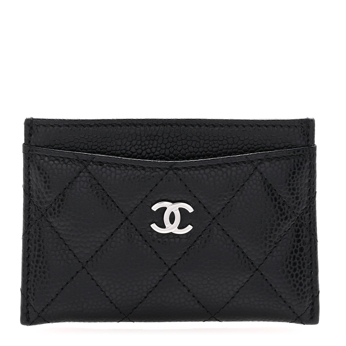 Caviar Quilted Card Holder Black