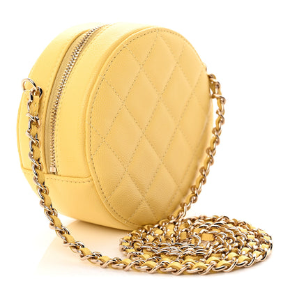 Chanel Caviar Quilted Gripoix CC Round Clutch With Chain Yellow 3 of 10