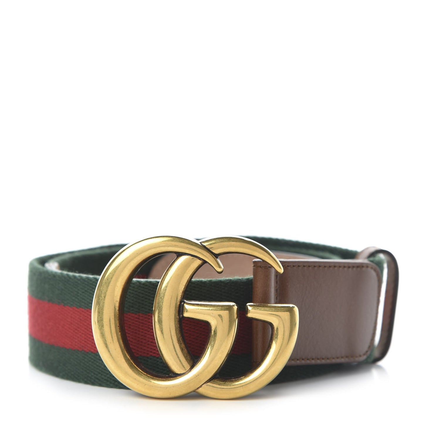 Nylon Calfskin Double G Web 40mm Belt 85 34 Green Red Cuir