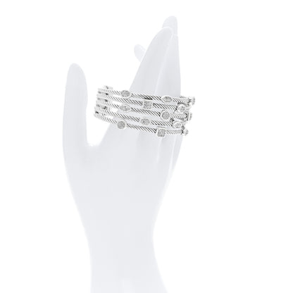 David Yurman Sterling Silver Diamond Five Row Confetti Cuff Bracelet 2 of 4