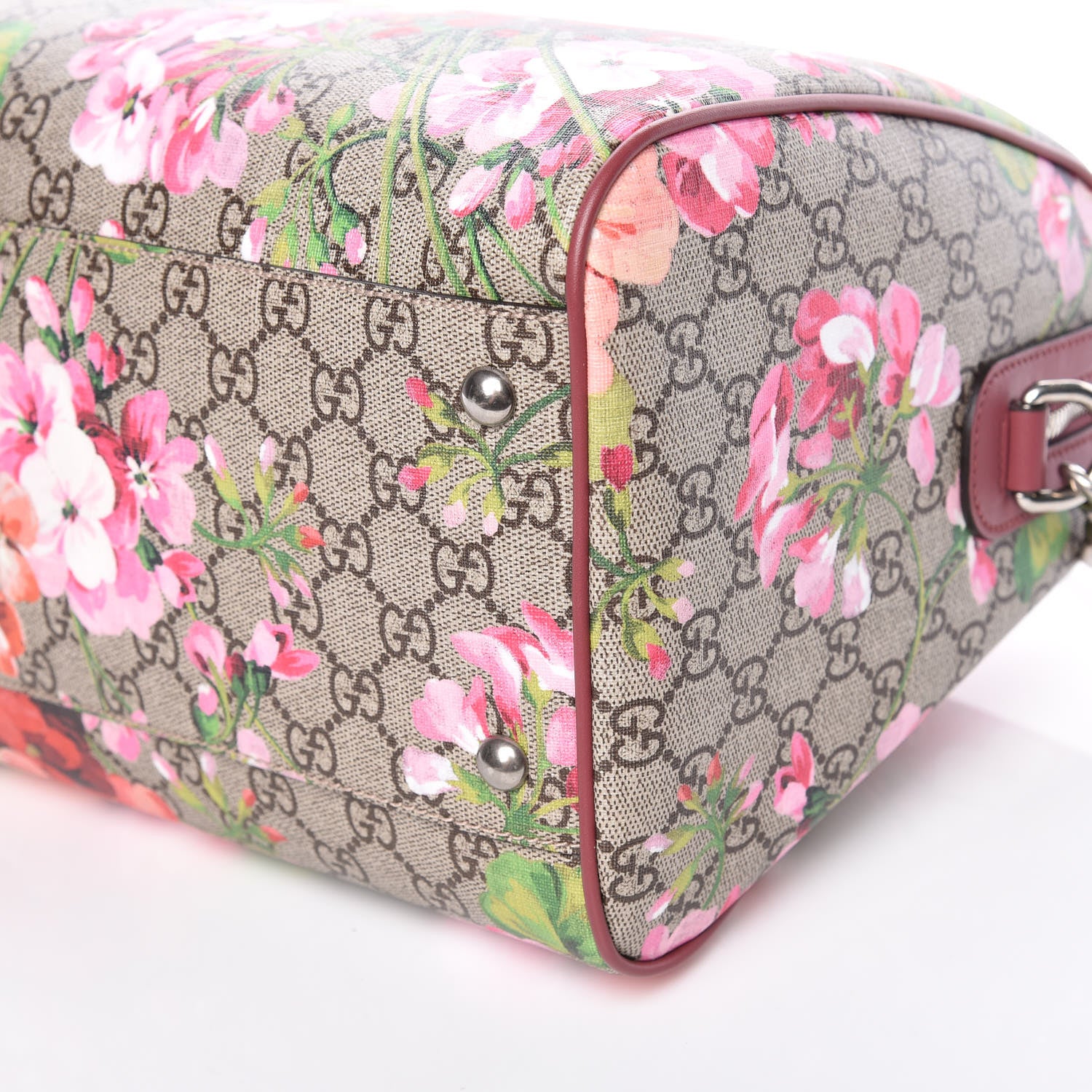 Gucci GG Supreme Monogram Blooms Medium Boston Beige Multicolor Dry Rose 7 of 10