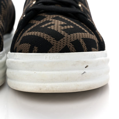 Fendi Fabric FF Micro-Perforated Rise Low Top Sneakers 36.5 Tobacco Black 9 of 14