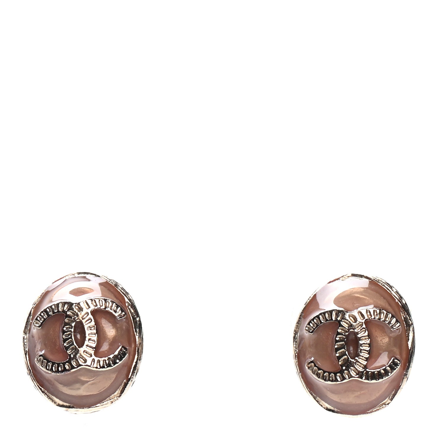 Chanel Resin CC Earrings Pink Gold 1 of 4