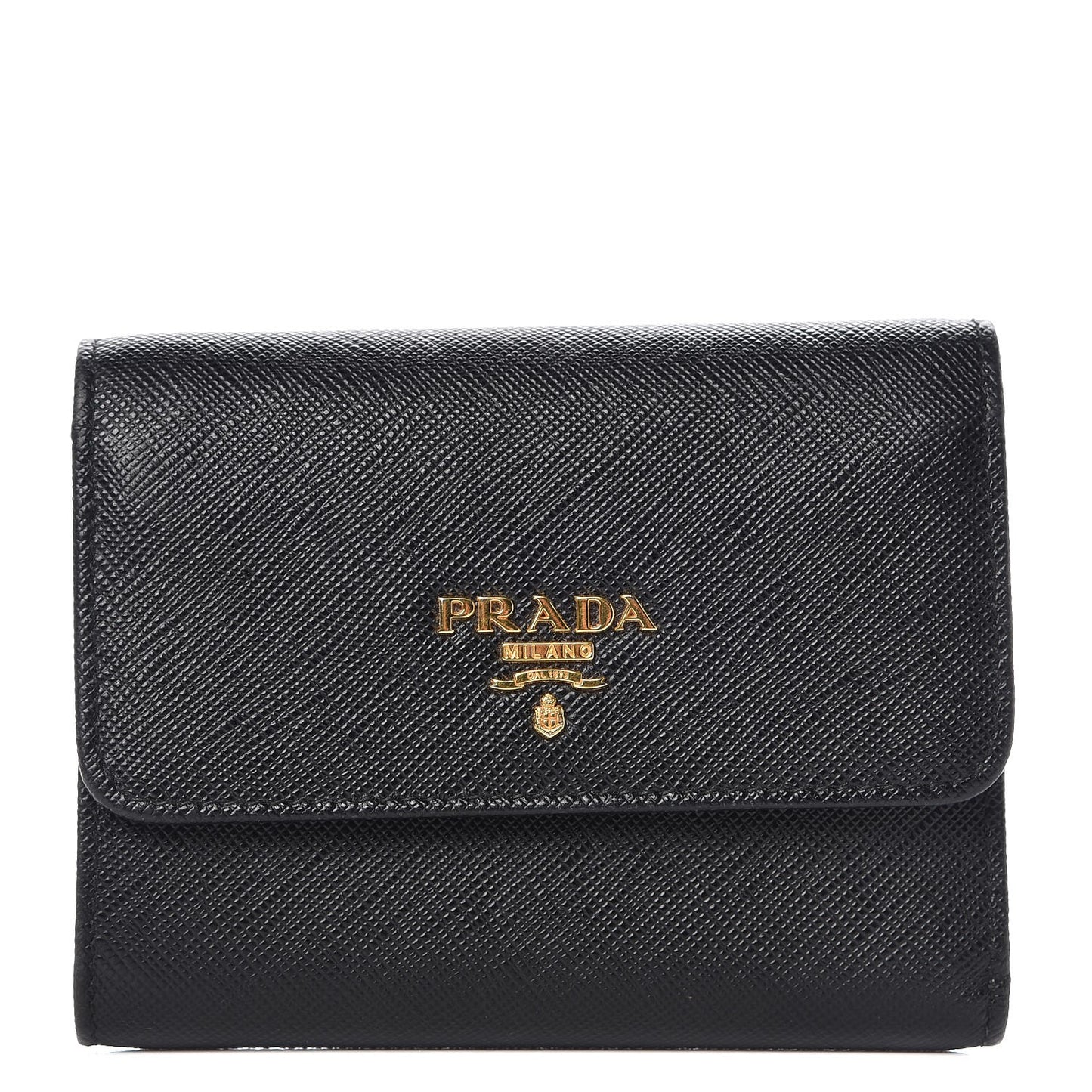 Saffiano Metal Tri-Fold Wallet Black