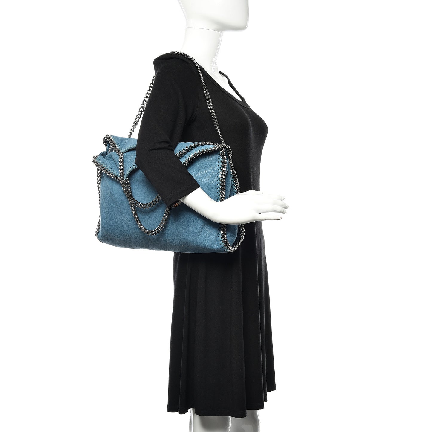 Shaggy Deer Falabella Fold Over Tote Blue