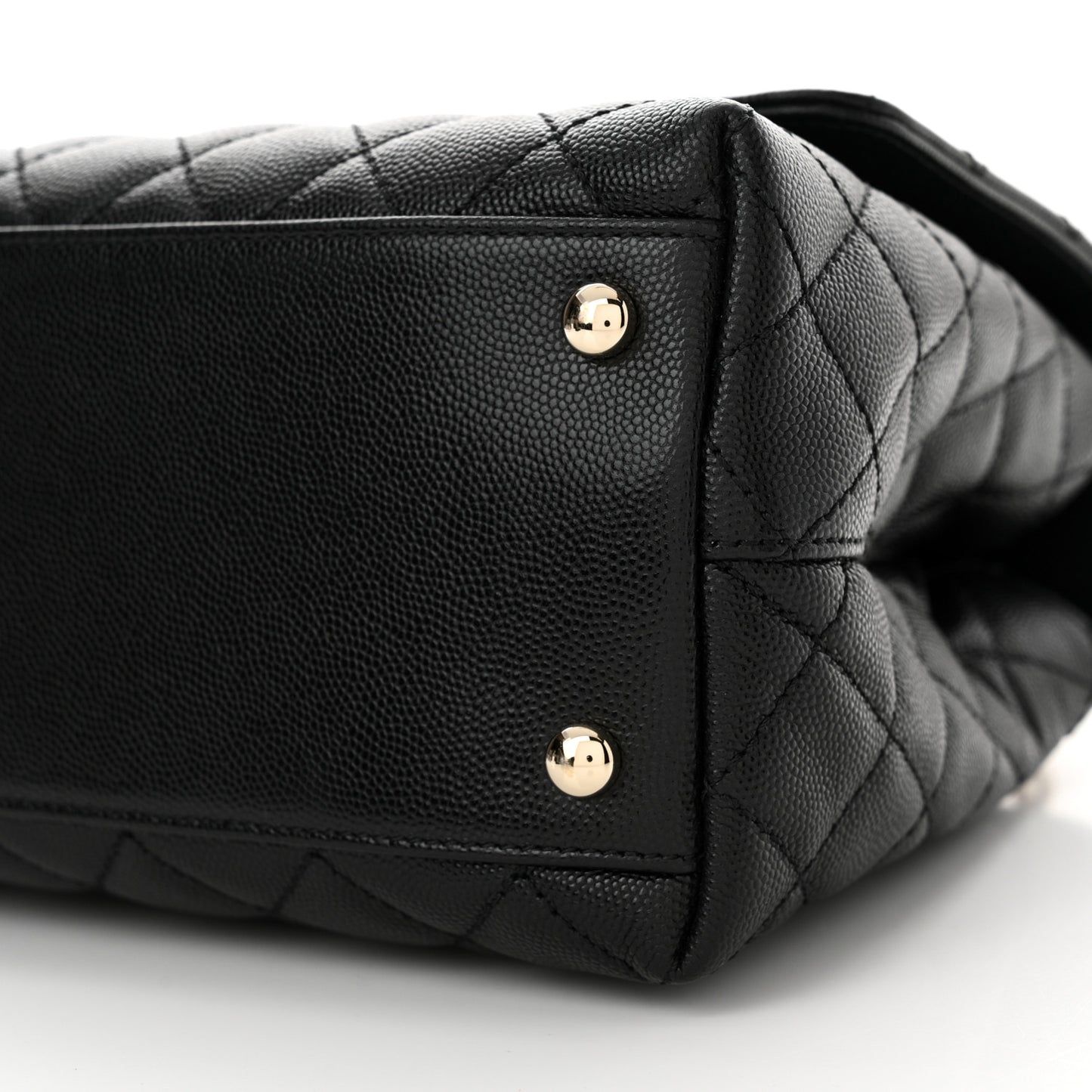 Caviar Quilted Small Coco Handle Flap Black
