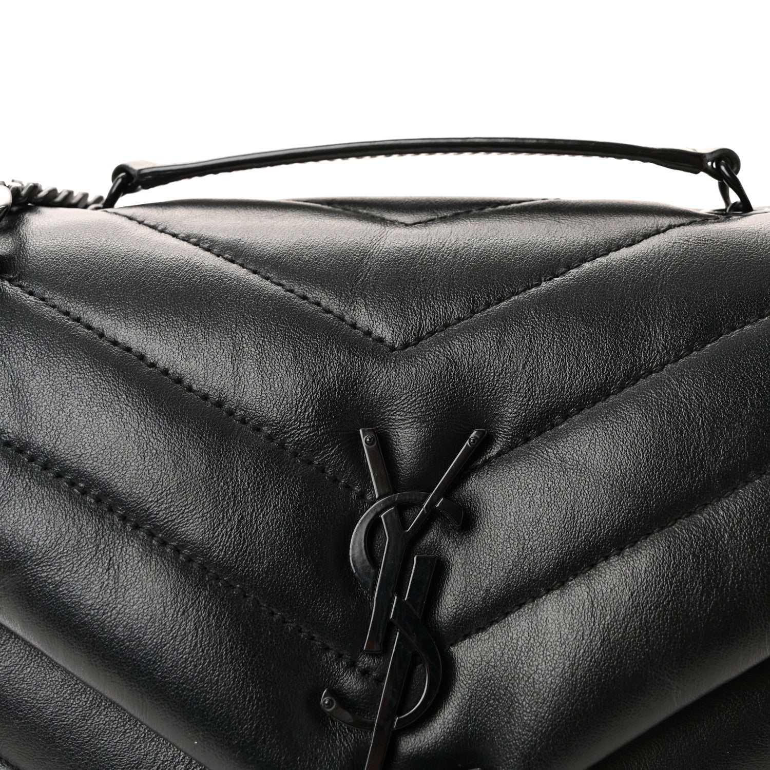 Saint Laurent Calfskin Y Quilted Monogram Monochrome Small Loulou Chain Satchel Black 7 of 10
