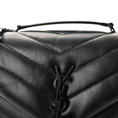 Saint Laurent Calfskin Y Quilted Monogram Monochrome Small Loulou Chain Satchel Black 7 of 10
