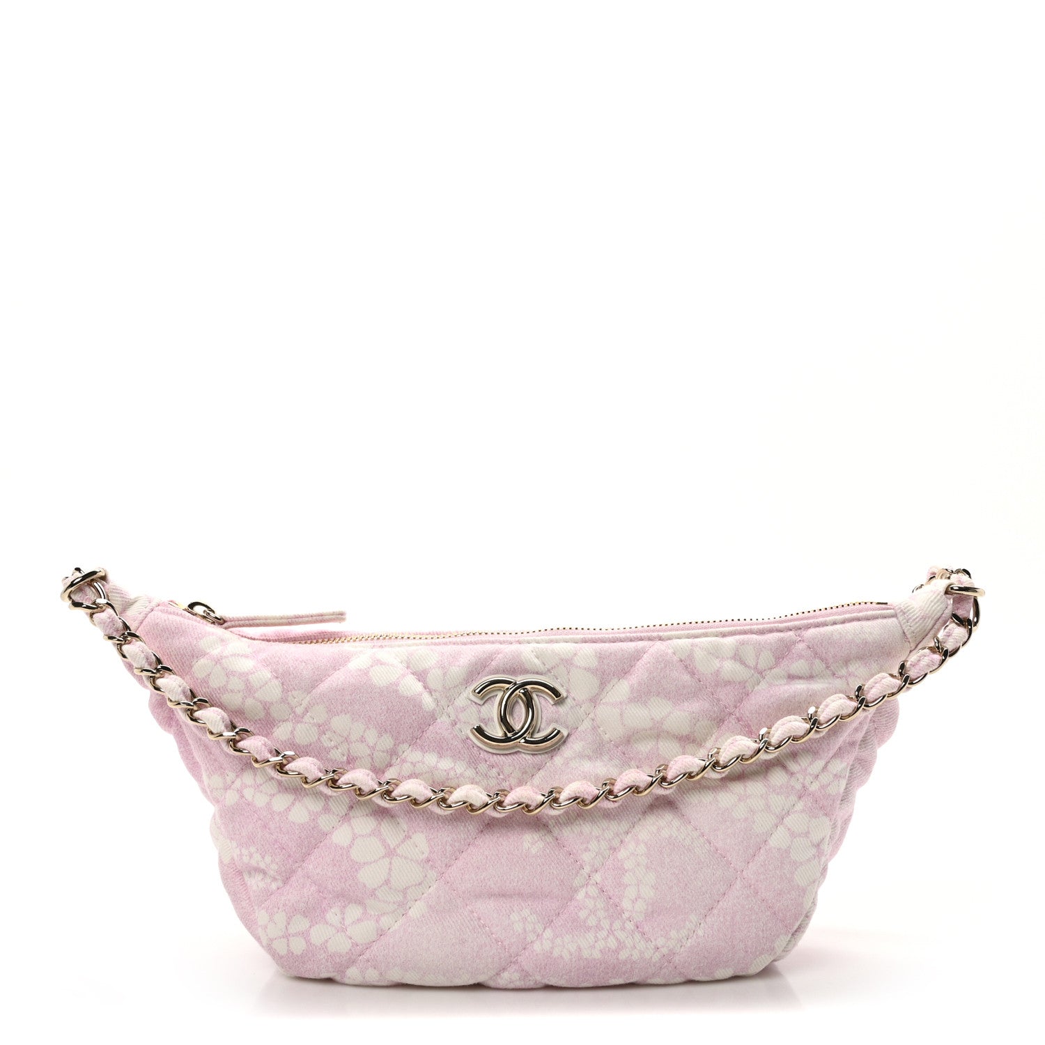 Chanel Printed Denim Quilted Large Hobo Bag Light Pink White 1 of 11