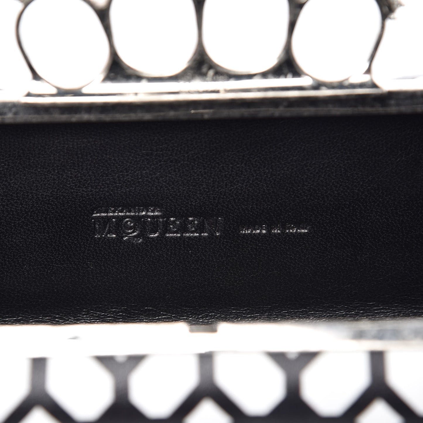 Calfskin Classic Grid Skull Knuckle Box Clutch Black White