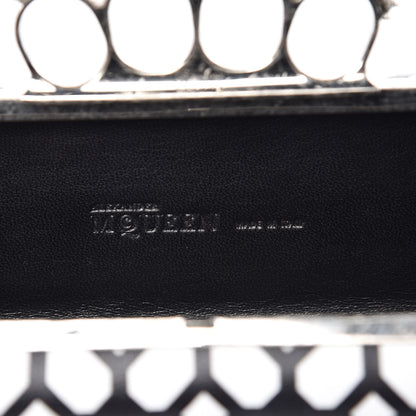 Alexander McQueen Calfskin Classic Grid Skull Knuckle Box Clutch Black White 6 of 11