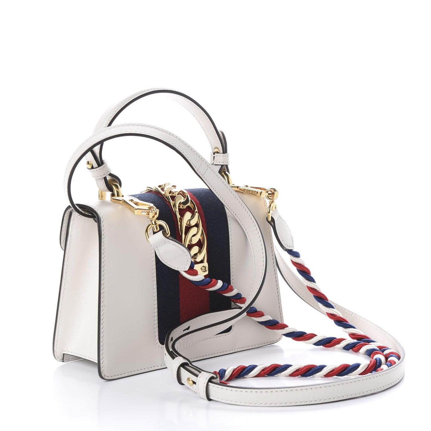 Calfskin Mini Sylvie Top Handle Bag White