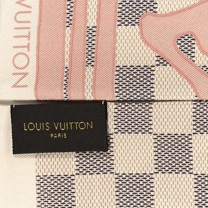 Louis Vuitton Silk Damier Azur Tahitienne Bandeau Rose Ballerine 3 of 4