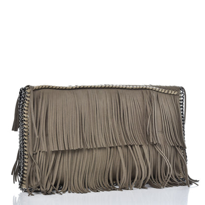 Stella McCartney Eco Suede Fringe Falabella Clutch Taupe 3 of 7