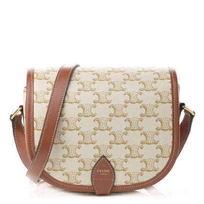 Celine Triomphe Canvas Medium Folco Bag White 1 of 9