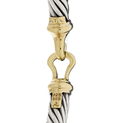 David Yurman Sterling Silver 14K Yellow Gold Diamond 7mm Cable Buckle Bracelet 3 of 3