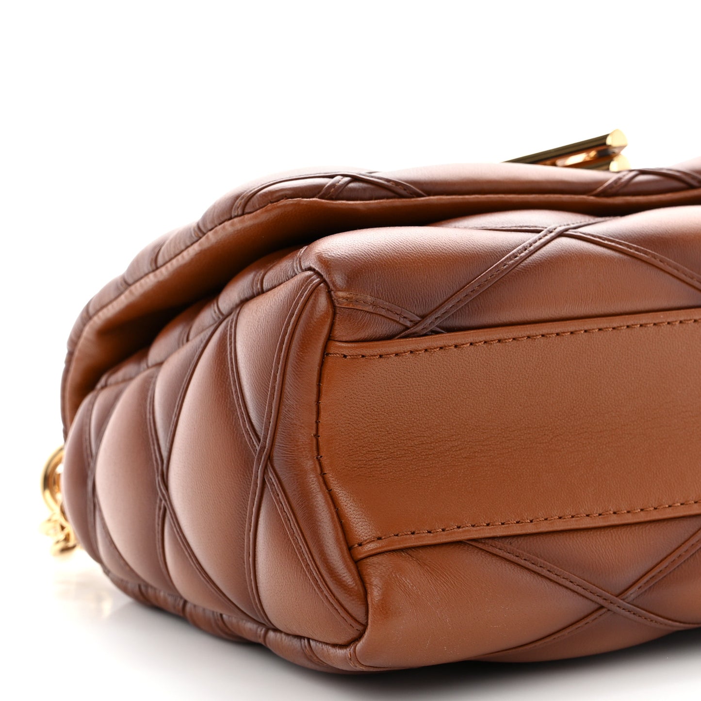 LOUIS VUITTON Lambskin Malletage Top Handle GO-14 MM Tan