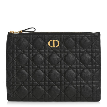 Christian Dior Supple Calfskin Cannage Medium Caro Daily Pouch Black 1 of 9