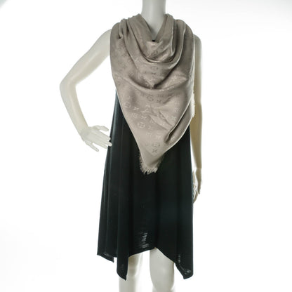 Louis Vuitton Silk Wool Monogram Shawl Beige 2 of 5