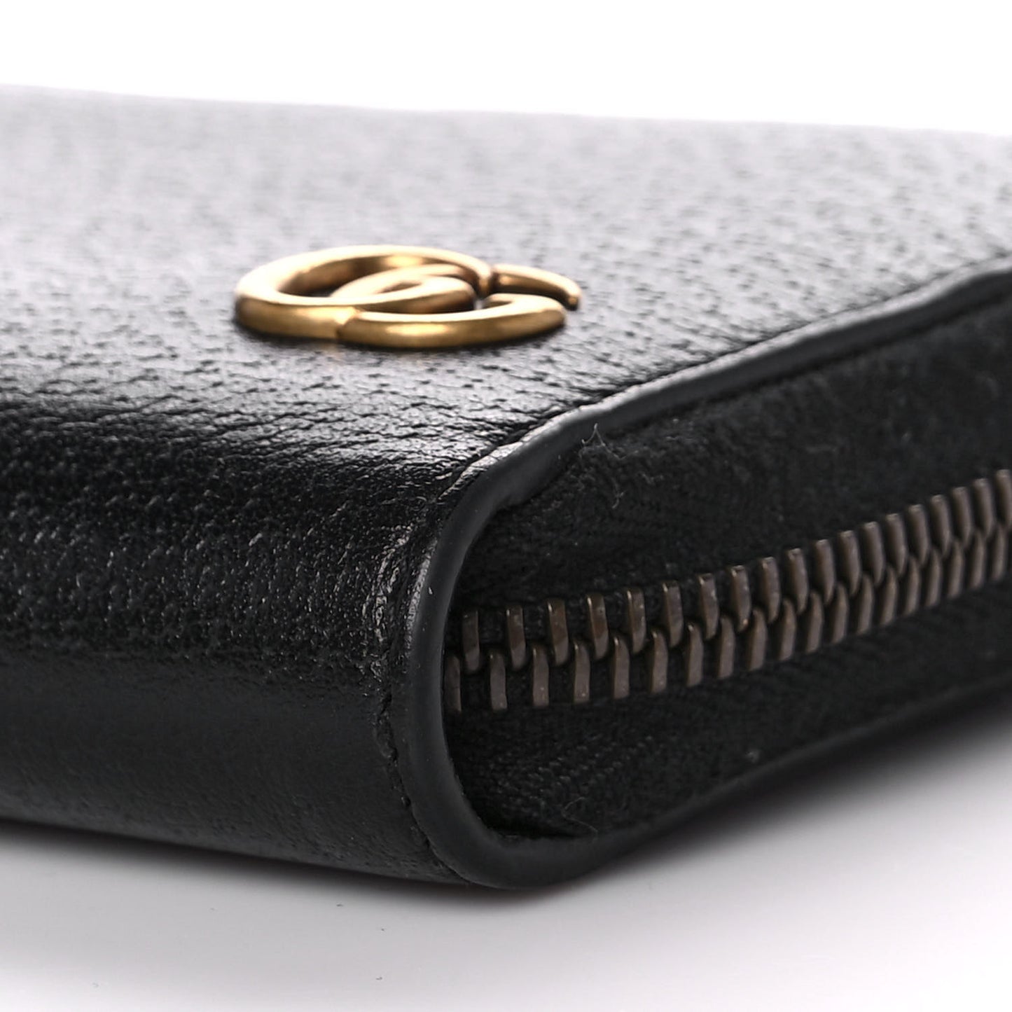 Dollar Calfskin GG Marmont Zip Around Wallet Black