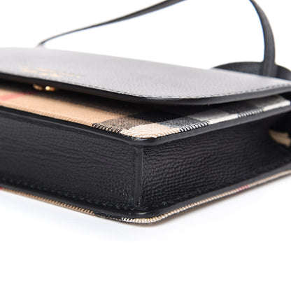 Burberry Derby Calfskin House Check Wallet On Chain Black 9 of 9