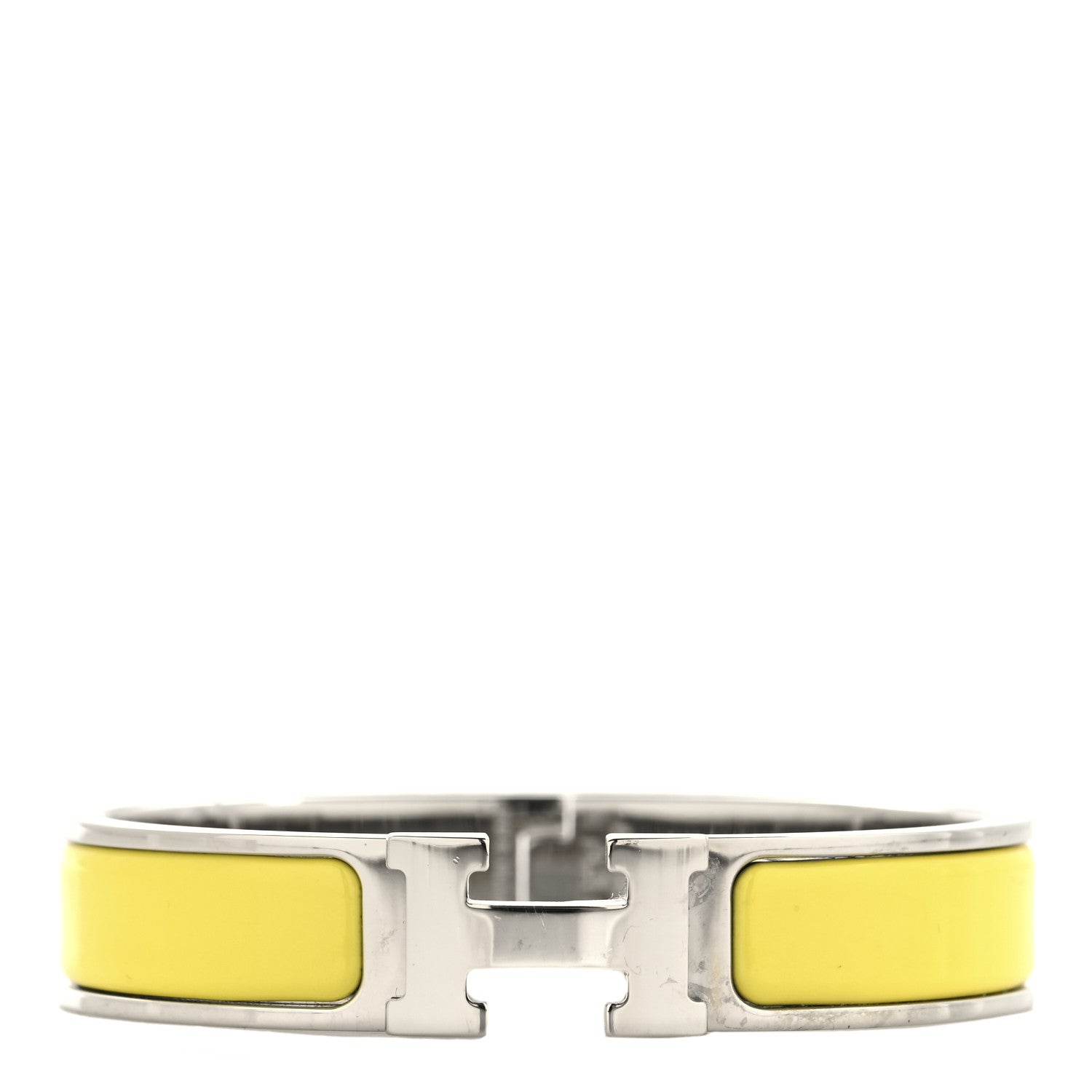 Hermes Enamel Narrow Clic Clac H Bracelet PM Jaune Tennis 1 of 4