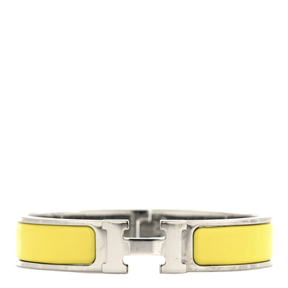 Hermes Enamel Narrow Clic Clac H Bracelet PM Jaune Tennis 1 of 4