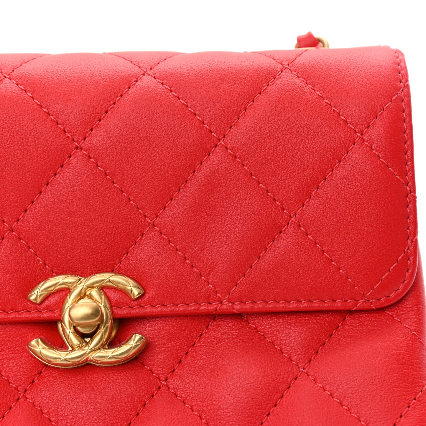 Calfskin Quilted Mini Flap Bag Red