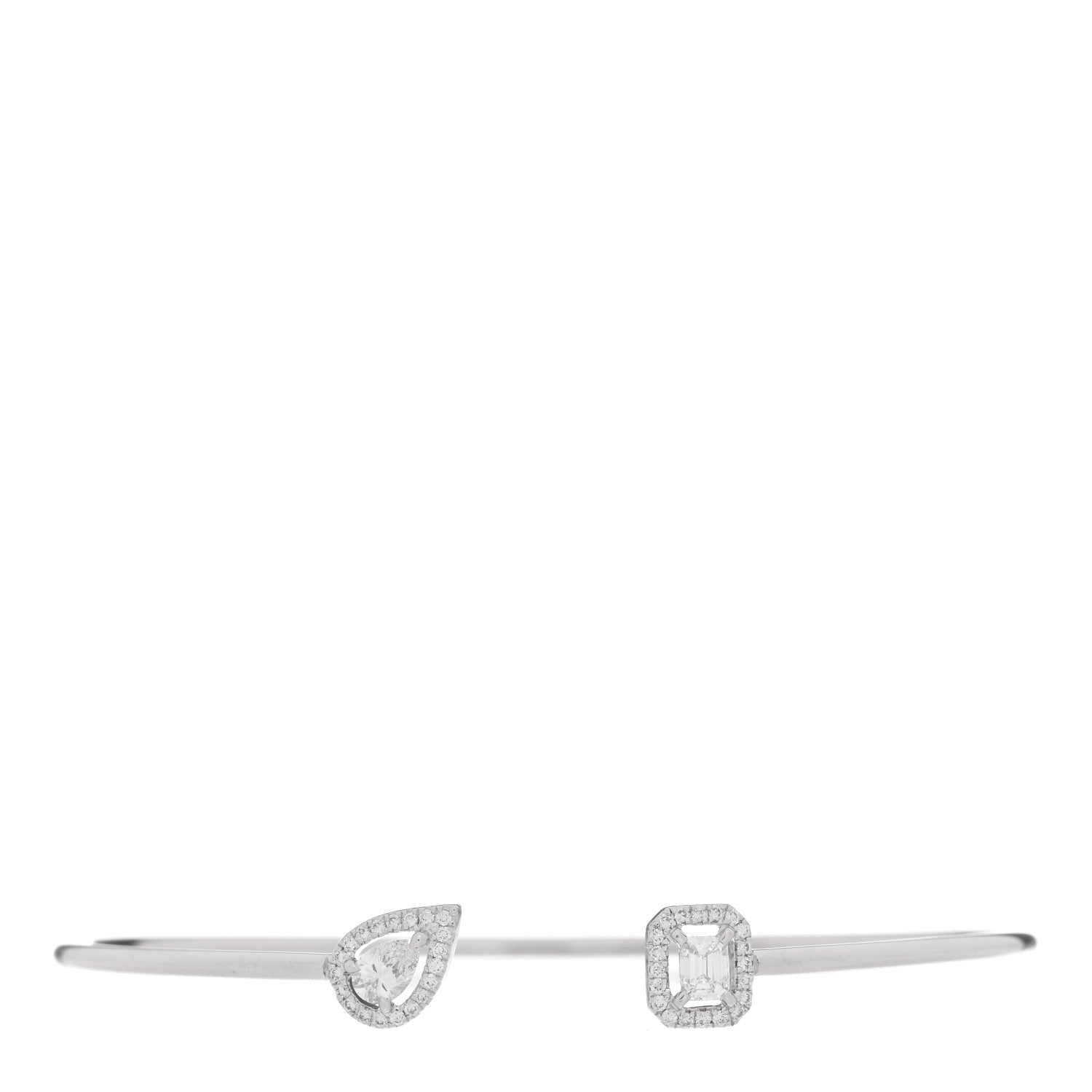 Messika 18K White Gold Diamond My Twin Toi & Moi Thin Bangle Bracelet 1 of 3
